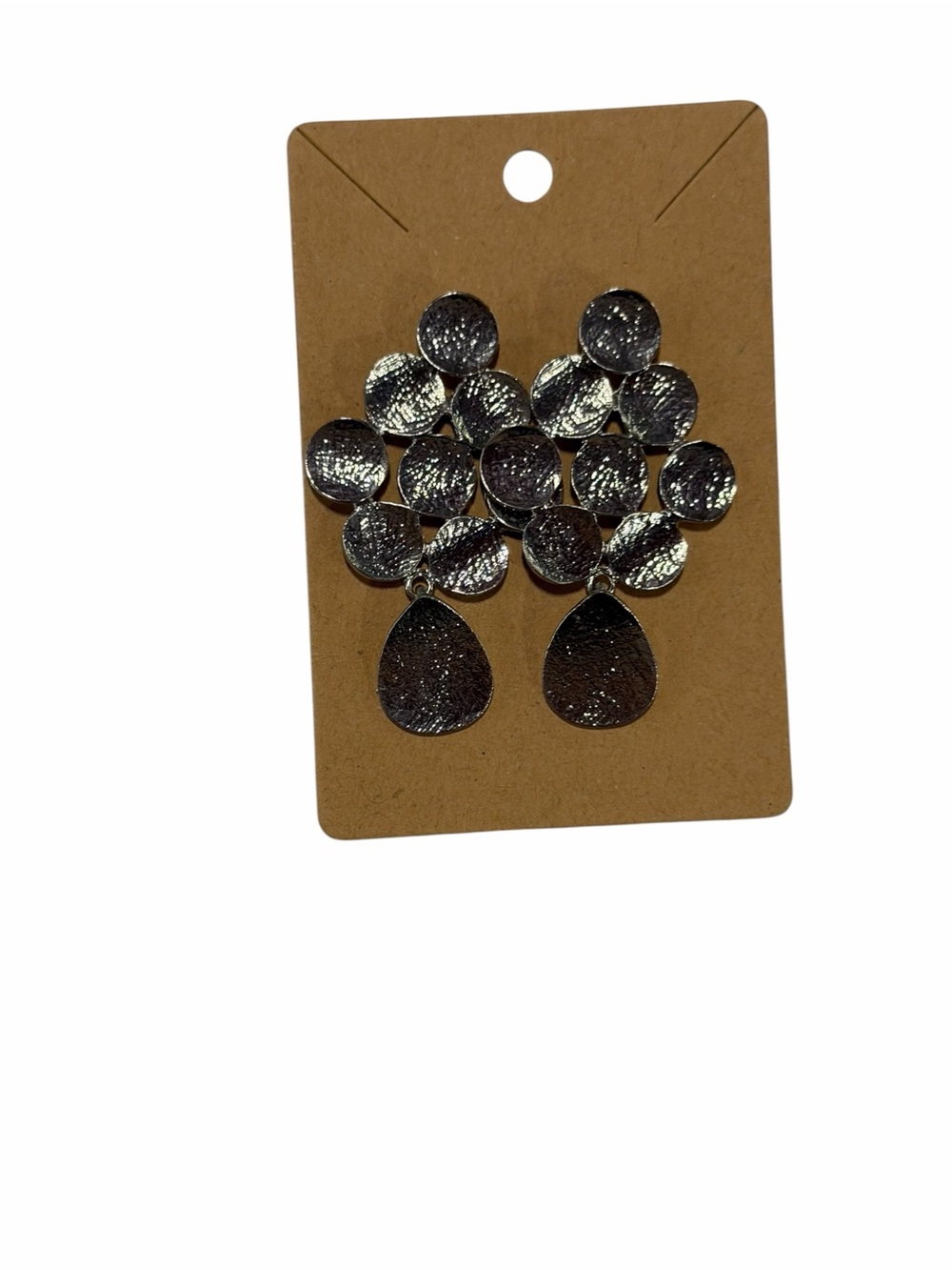 Silver Textured Cluster Drop Earrings - Women Jewelry